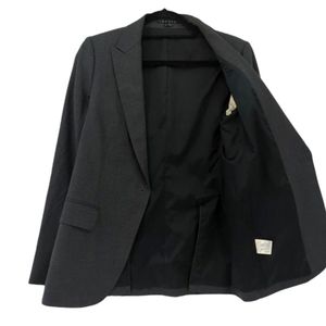 Theory Women's Abel Tailor Blazer Jacket Charcoal Grey Single Breasted Wool